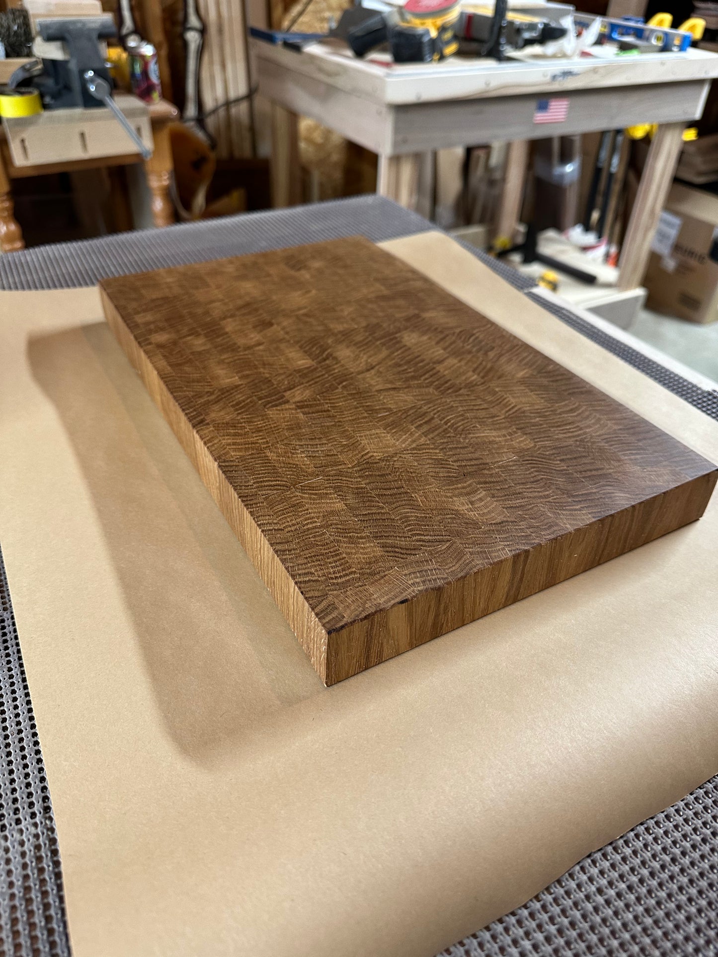 Walnut/White Oak Mallet/ White Oak End Grain cutting board.