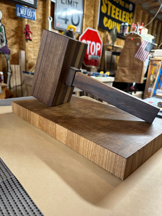 Walnut/White Oak Mallet/ White Oak End Grain cutting board.