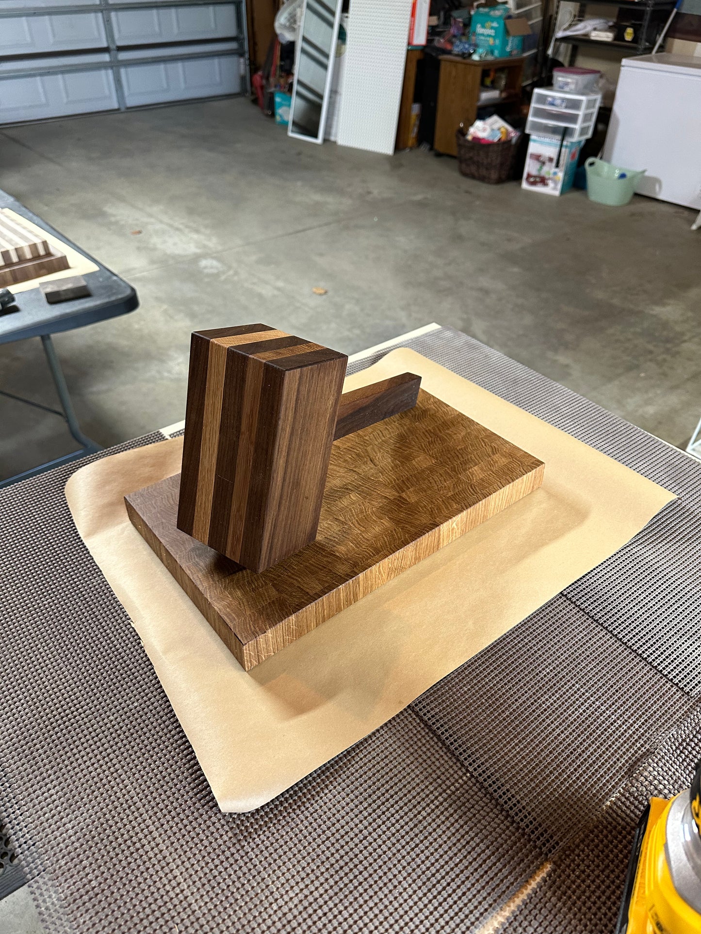 Walnut/White Oak Mallet/ White Oak End Grain cutting board.